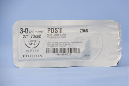 Picture of Suture with Needle PDS™ II Absorbable Uncoated Violet Suture Monofilament Polydioxanone Size 3 - 0 27 Inch Suture 1-Needle 26 mm Length 1/2 Circle Reverse Cutting NeedleZ968H