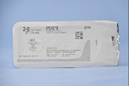 Picture of Suture with Needle PDS™ II Absorbable Uncoated Violet Suture Monofilament Polydioxanone Size 2 - 0 27 Inch Suture 1-Needle 14 mm Length 1/2 Circle Taper Point NeedleZ114H