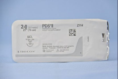 Picture of Suture with Needle PDS™ II Absorbable Uncoated Violet Suture Monofilament Polydioxanone Size 2 - 0 27 Inch Suture 1-Needle 14 mm Length 1/2 Circle Taper Point NeedleZ114H