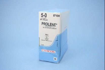 Picture of Suture with Needle Prolene™ Nonabsorbable Uncoated Blue Suture Monofilament Polypropylene Suture Size 5 - 0 30 Inch Suture Double-Armed 13 mm Length 1/2 Circle Taper Point Needle8710H