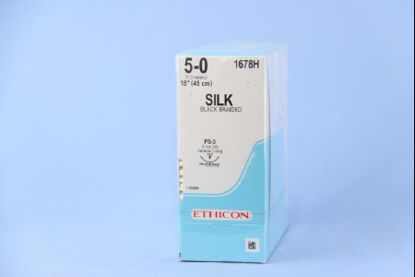 Picture of Suture with Needle Perma-Hand™ Nonabsorbable Coated Black Suture Braided Silk Size 5 - 0 18 Inch Suture 1-Needle 16 mm Length 3/8 Circle Reverse Cutting Needle1678H