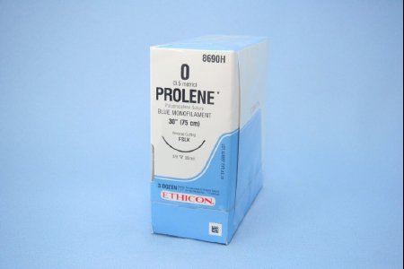 Picture of Suture with Needle Prolene™ Nonabsorbable Uncoated Blue Suture Monofilament Polypropylene Suture Size 0 30 Inch Suture 1-Needle 36 mm Length 3/8 Circle Reverse Cutting Needle8690H