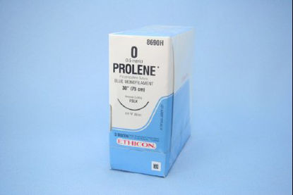 Picture of Suture with Needle Prolene™ Nonabsorbable Uncoated Blue Suture Monofilament Polypropylene Suture Size 0 30 Inch Suture 1-Needle 36 mm Length 3/8 Circle Reverse Cutting Needle8690H