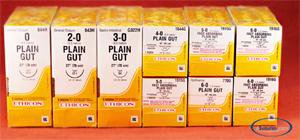 Picture of Suture with Needle Absorbable Uncoated Undyed Suture Plain Gut Size 3 - 0 27 Inch Suture 1-Needle 26 mm Length 1/2 Circle Taper Point NeedleG322H