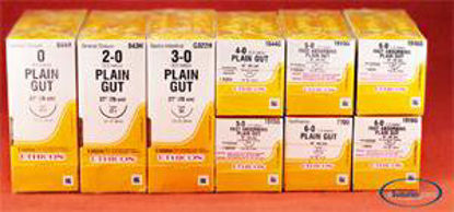 Picture of Suture with Needle Absorbable Uncoated Undyed Suture Plain Gut Size 3 - 0 27 Inch Suture 1-Needle 26 mm Length 1/2 Circle Taper Point NeedleG322H