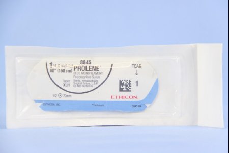 Picture of Suture with Needle Prolene™ Nonabsorbable Uncoated Blue Suture Monofilament Polypropylene Suture Size 1 60 Inch Suture 1-Needle 70 mm Length 1/2 Circle Taper Point Needle8845G