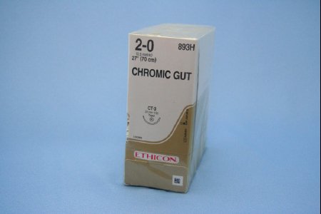 Picture of Suture with Needle Absorbable Uncoated Undyed Suture Chromic Gut Size 2 - 0 27 Inch Suture 1-Needle 22 mm Length 1/2 Circle Taper Point Needle893H