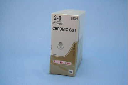 Picture of Suture with Needle Absorbable Uncoated Undyed Suture Chromic Gut Size 2 - 0 27 Inch Suture 1-Needle 22 mm Length 1/2 Circle Taper Point Needle893H