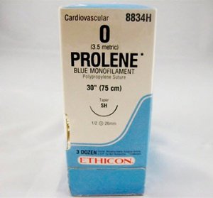 Picture of Suture with Needle Prolene™ Nonabsorbable Uncoated Blue Suture Monofilament Polypropylene Suture Size 0 30 Inch Suture 1-Needle 26 mm Length 1/2 Circle Taper Point Needle8834H