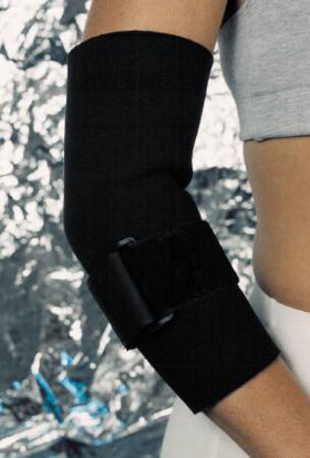 Picture of Elbow Sleeve Tera-Prene™ Medium Pull-On with Strap Tennis Right or Left Elbow 10 Inch Length Black2135 BLA MD