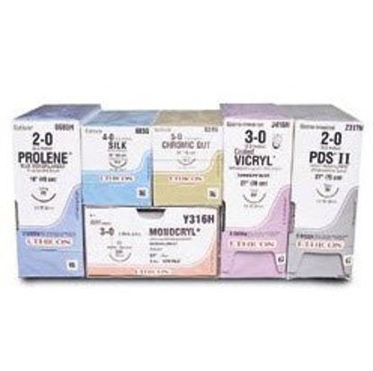 Picture of Suture with Needle Coated Vicryl™ Absorbable Coated Undyed Suture Braided Polyglactin 910 Size 0 27 Inch Suture 1-Needle 40 mm Length 1/2 Circle Taper Point NeedleJ280H