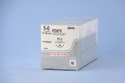 Picture of Suture with Needle PDS™ II Absorbable Uncoated Clear Suture Monofilament Polydioxanone Size 5 - 0 18 Inch Suture 1-Needle 16 mm Length 3/8 Circle Precision Cosmetic - Conventional Cutting PRIME NeedleZ844G