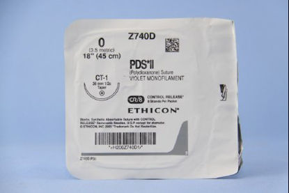 Picture of Suture with Needle PDS™ II Absorbable Uncoated Violet Suture Monofilament Polydioxanone Size 0 18 Inch Suture 1-Needle 36 mm Length 1/2 Circle Taper Point NeedleZ740D