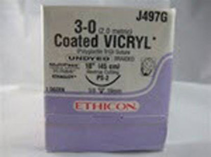 Picture of Suture with Needle Nonabsorbable Uncoated Silver Suture Stainless Steel Size 3 - 0 20 Inch Suture 1-Needle 36 mm Length 1/2 Circle Reverse Cutting Needle497G