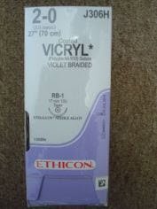 Picture of Suture with Needle Coated Vicryl™ Absorbable Coated Violet Suture Braided Polyglactin 910 Size 2 - 0 27 Inch Suture 1-Needle 17 mm Length 1/2 Circle Taper Point NeedleJ306H