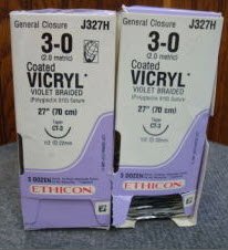 Picture of Suture with Needle Coated Vicryl™ Absorbable Coated Violet Suture Braided Polyglactin 910 Size 3 - 0 27 Inch Suture 1-Needle 22 mm Length 1/2 Circle Taper Point NeedleJ327H
