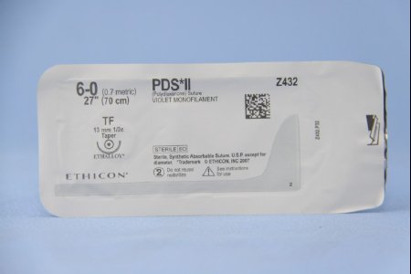 Picture of Suture with Needle PDS™ II Absorbable Uncoated Violet Suture Monofilament Polydioxanone Size 6 - 0 27 Inch Suture 1-Needle 13 mm Length 1/2 Circle Taper Point NeedleZ432H