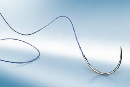 Picture of Suture with Needle Novosyn® Absorbable Coated Violet Suture Braided Polyglycolic Acid Suture Size 3 - 0 70 cm Suture 1-Needle 16 mm Length 3/8 Circle Reverse Cutting NeedleC0068529