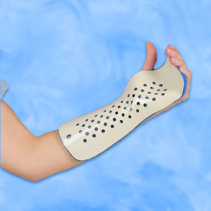 Picture of Wrist /Foream Splint DeRoyal® Long Metacarpal Aluminum / Foam Left Hand Beige / Blue Youth9148-05