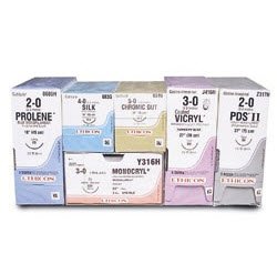 Picture of Suture with Needle Coated Vicryl™ Absorbable Coated Violet Suture Braided Polyglactin 910 Size 0 27 Inch Suture 1-Needle 22 mm Length 1/2 Circle Taper Point NeedleJ329H