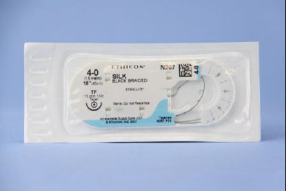 Picture of Suture with Needle Perma-Hand™ Nonabsorbable Coated Black Suture Braided Silk Size 4 - 0 18 Inch Suture 1-Needle 13 mm Length 1/2 Circle Taper Point NeedleN267H