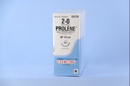 Picture of Suture with Needle Prolene™ Nonabsorbable Uncoated Blue Suture Monofilament Polypropylene Suture Size 2 - 0 30 Inch Suture 1-Needle 26 mm Length 1/2 Circle Taper Point Needle8417H