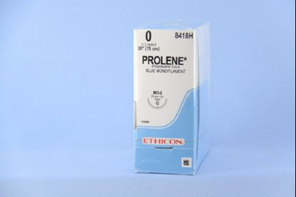 Picture of Suture with Needle Prolene™ Nonabsorbable Uncoated Blue Suture Monofilament Polypropylene Suture Size 0 30 Inch Suture 1-Needle 26 mm Length 1/2 Circle Taper Point Needle8418H