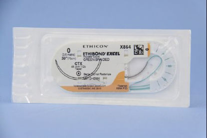 Picture of Suture with Needle Ethibond Nonabsorbable Coated Green Suture Braided Polyester Size 0 30 Inch Suture 1-Needle 48 mm Length 1/2 Circle Taper Point NeedleX864H