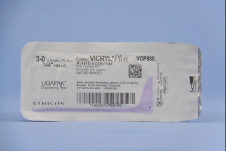 Picture of Antibacterial Suture-Ligating Reel Coated Vicryl™ Plus Braided Polyglactin 910 with Irgacare MP Antibacterial Suture Absorbable Coated Size 3 - 0 144 Inch SutureVCP885G