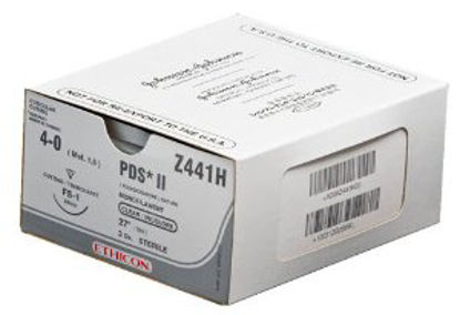 Picture of Suture with Needle PDS™ II Absorbable Uncoated Clear Suture Monofilament Polydioxanone Size 4 - 0 27 Inch Suture 1-Needle 24 mm Length 3/8 Circle Reverse Cutting NeedleZ441H