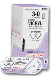 Picture of Suture without Needle Coated Vicryl™ Braided Polyglactin 910 Absorbable Coated Size 4 - 0 18 Inch SutureJ633H