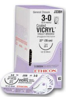 Picture of Suture without Needle Coated Vicryl™ Braided Polyglactin 910 Absorbable Coated Size 4 - 0 18 Inch SutureJ633H
