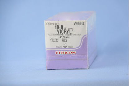 Picture of Suture with Needle Coated Vicryl™ Absorbable Coated Violet Suture Braided Polyglactin 910 Size 10 - 0 4 Inch Suture 1-Needle 5 mm Length Bi-Curve Spatula NeedleV966G