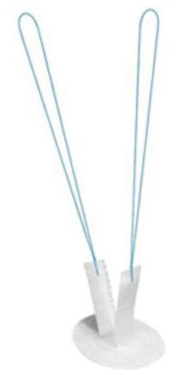 Picture of Ventral Hernia And Fascial Deficiencies Repair Mesh Proceed™ Ventral Patch (PVP™) Partially Absorbable Polypropylene Monofilament Encapsulated with Polydioxanone ( PDS ) / Oxidized Regenerated Cellulose (ORC) Fabric / Polydioxanone ( PDS ) 4.3 X 4.3 cm Small Style Undyed with Blue Striping @#$STERILITY_ATTR$#@PVPS