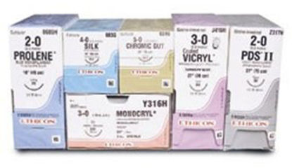 Picture of Suture with Needle Prolene™ Nonabsorbable Uncoated Blue Suture Monofilament Polypropylene Suture Size 9 - 0 3 Inch Suture Double-Armed 13 mm Length 1/4 Circle Conventional Cutting NeedleD8229