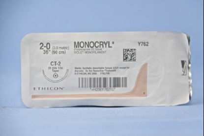 Picture of Suture with Needle Monocryl™ Absorbable Uncoated Violet Suture Monofilament Poliglecaprone Size 2 - 0 36 Inch Suture 1-Needle 26 mm Length 1/2 Circle Taper Point NeedleY762H