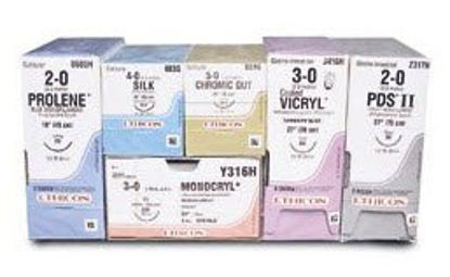 Picture of Suture with Needle Coated Vicryl™ Absorbable Coated Violet Suture Braided Polyglactin 910 Size 5 - 0 18 Inch Suture 1-Needle 13 mm Length 3/8 Circle Reverse Cutting NeedleJ385H