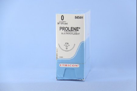 Picture of Suture with Needle Prolene™ Nonabsorbable Uncoated Blue Suture Monofilament Polypropylene Suture Size 0 30 Inch Suture 1-Needle 48 mm Length 1/2 Circle Taper Point Needle8454H