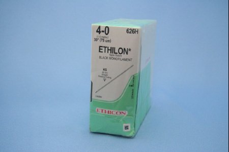 Picture of Suture with Needle Ethilon™ Nonabsorbable Uncoated Black Suture Monofilament Nylon Size 4 - 0 30 Inch Suture 1-Needle 60 mm Length Straight Conventional Cutting Needle626H