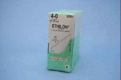 Picture of Suture with Needle Ethilon™ Nonabsorbable Uncoated Black Suture Monofilament Nylon Size 4 - 0 30 Inch Suture 1-Needle 60 mm Length Straight Conventional Cutting Needle626H