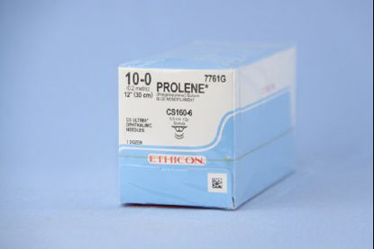 Picture of Suture with Needle Prolene™ Nonabsorbable Uncoated Blue Suture Monofilament Polypropylene Suture Size 10 - 0 12 Inch Suture Double-Armed 5.5 mm Length 1/2 Circle Spatula Needle7761G