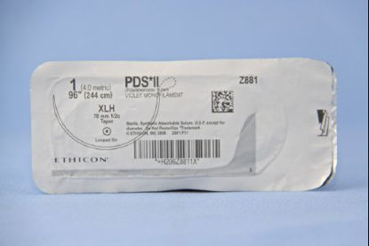 Picture of Suture with Needle PDS™ II Absorbable Uncoated Violet Suture Monofilament Polydioxanone Size 1 48 Inch Suture 1-Needle 70 mm Length 1/2 Circle Taper Point NeedleZ881G