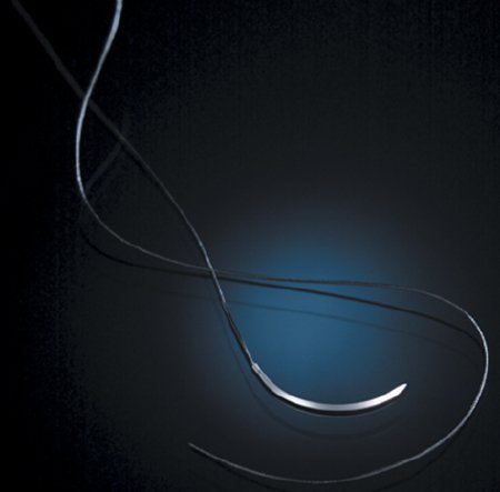 Picture of Suture with Needle Silkam® Nonabsorbable Coated Black Suture Braided Silk Size 5 - 0 75 cm Suture 1-Needle 18 mm Length 3/8 Circle Taper Point NeedleC0761192