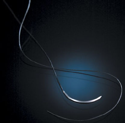 Picture of Suture with Needle Silkam® Nonabsorbable Coated Black Suture Braided Silk Size 5 - 0 75 cm Suture 1-Needle 18 mm Length 3/8 Circle Taper Point NeedleC0761192