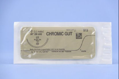 Picture of Suture with Needle Absorbable Uncoated Undyed Suture Chromic Gut Size 2 - 0 36 Inch Suture 1-Needle 40 mm Length 1/2 Circle Taper Point Needle913H