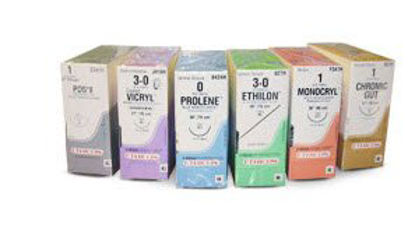 Picture of Suture with Needle Absorbable Uncoated Undyed Suture Plain Gut Size 2 - 0 27 Inch Suture 1-Needle 22 mm Length 1/2 Circle Taper Point NeedleN863H