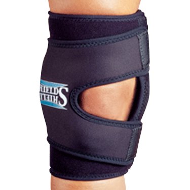 Picture of Knee Brace Shields® Small Hook and Loop Strap Closure 12 to 13-1/2 Inch Thigh Circumference 12 Inch Length Left or Right Knee5675-BLK-S