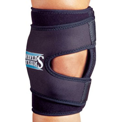 Picture of Knee Brace Shields® Small Hook and Loop Strap Closure 12 to 13-1/2 Inch Thigh Circumference 12 Inch Length Left or Right Knee5675-BLK-S