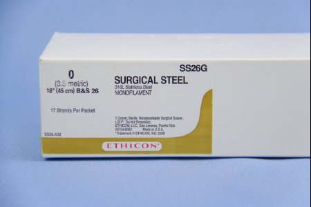 Picture of Suture without Needle SUTUPAK™ Stainless Steel Nonabsorbable Size 0 18 Inch SutureSS26G