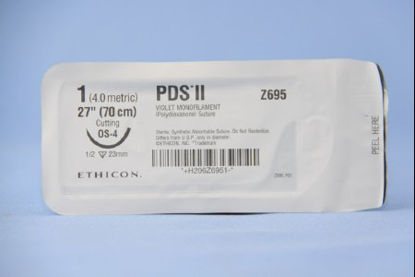 Picture of Suture with Needle PDS™ II Absorbable Uncoated Violet Suture Monofilament Polydioxanone Size 1 27 Inch Suture 1-Needle 22 mm Length 1/2 Circle Reverse Cutting NeedleZ695H